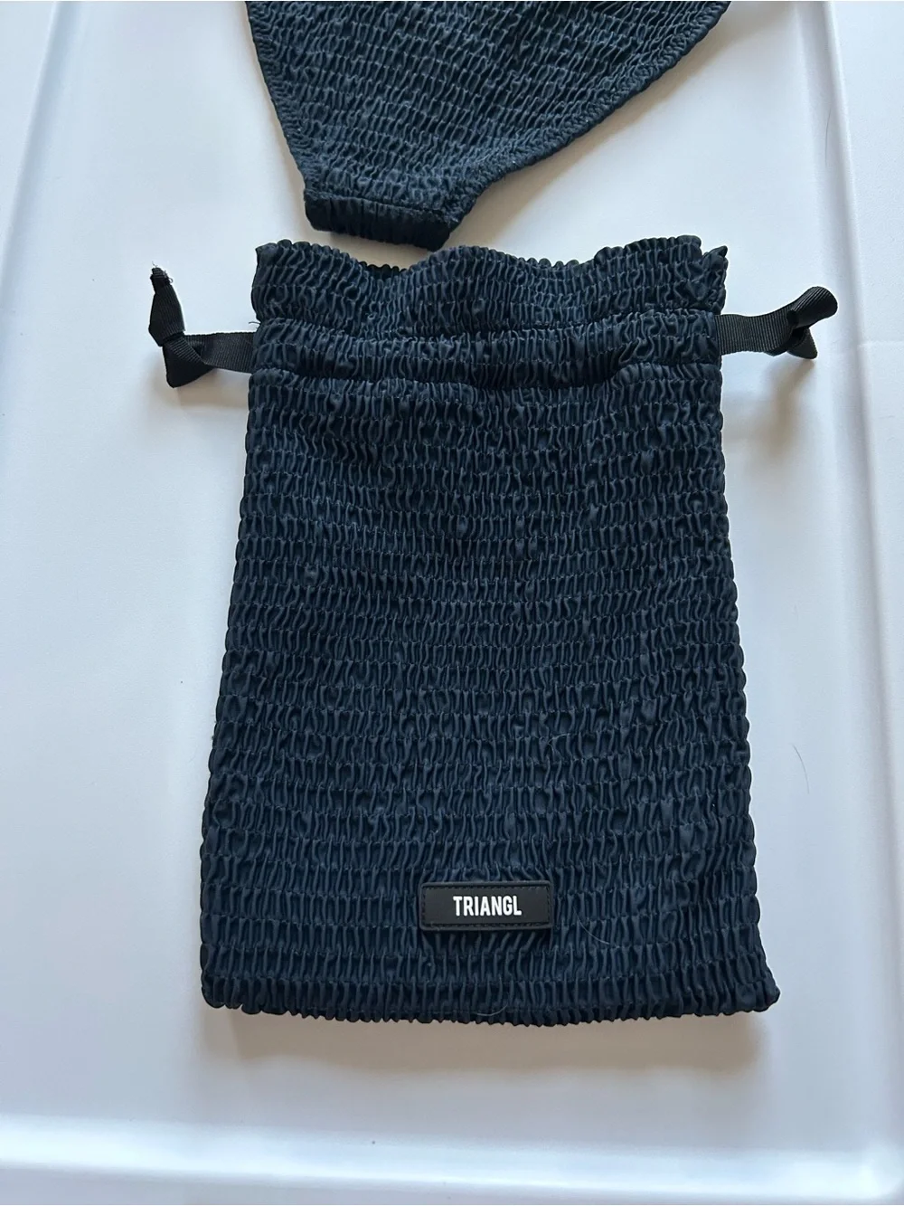triangl swimwear Navy Smocked Bikini Bottom and Bikini Bag